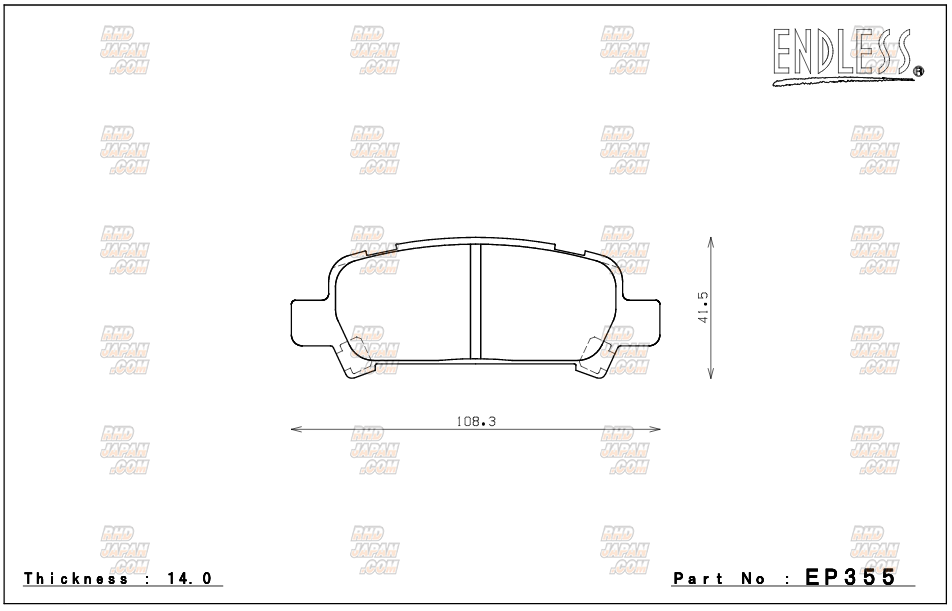 Endless Brake Pad Set Type MX72 Plus Rear - Lancer Evolution X